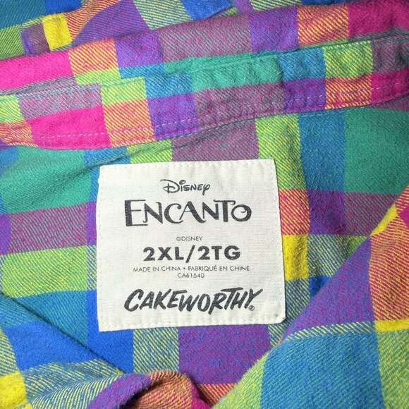 Disney Encanto Cakeworthy Plaid Flannel Shirt 'We Don't Talk About Bruno' 2XL - Picture 5 of 6